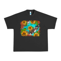 Pigment Black western sunflowers turquoise cowhide  tooled leather Urban Heavy Tee - BarkalooDesign