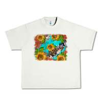 Pistachio western sunflowers turquoise cowhide  tooled leather Urban Heavy Tee - BarkalooDesign