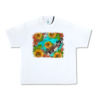White western sunflowers turquoise cowhide  tooled leather Urban Heavy Tee - BarkalooDesign