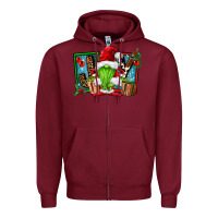 Burgundy joy green gnomes Zipper Hoodie - FaDigitalArtStudio
