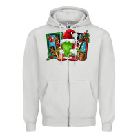 Dove Grey joy green gnomes Zipper Hoodie - FaDigitalArtStudio