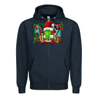 Navy joy green gnomes Zipper Hoodie - FaDigitalArtStudio