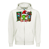 Oatmeal Heather joy green gnomes Zipper Hoodie - FaDigitalArtStudio