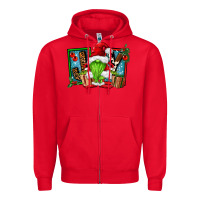 Red joy green gnomes Zipper Hoodie - FaDigitalArtStudio