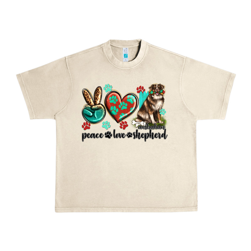 Peace Love Australian Shepherd Urban Heavy Tee by texasbilliewilder | Teevron