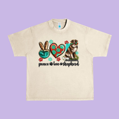 Urban Heavy Tee peace love australian shepherd