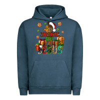 Pigment Midnight Navy The real gift is Jesus Urban Hoodie - NancyCooperArtShop
