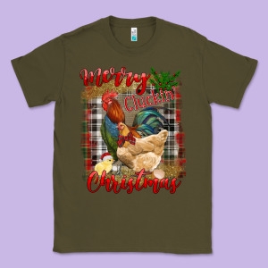 Merry Cluckin' Christmas Classic Tee Designed By Ranaportraitstore