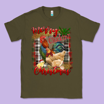 Merry Cluckin' Christmas Classic Tee Designed By Ranaportraitstore