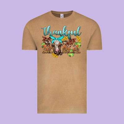 Thankful Mama Cow Vintage Tee Designed By Barkaloodesign