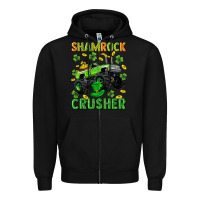 Black st patricks shamrock crusher Zipper Hoodie - Neo Western