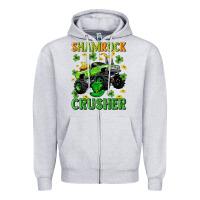 Heather Grey st patricks shamrock crusher Zipper Hoodie - Neo Western