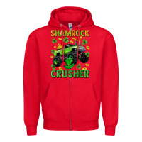Red st patricks shamrock crusher Zipper Hoodie - Neo Western