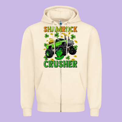 St Patricks Shamrock Crusher Zipper Hoodie Designed By Neo Western