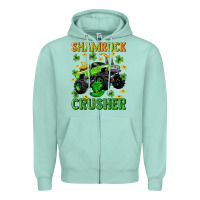 Seafoam st patricks shamrock crusher Zipper Hoodie - Neo Western