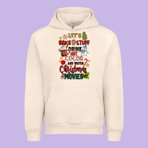 Let's Bake Stuff Drink Hot Cocoa And Watch Christm Urban Hoodie Designed By Maliassmallbusiness