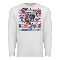 Oatmeal Heather american flag bass Premium Sweatshirt - BundleAndBundleShop