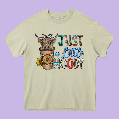 Just A Latte Moody Heavy Core Tee Designed By Cowhidedigitalart