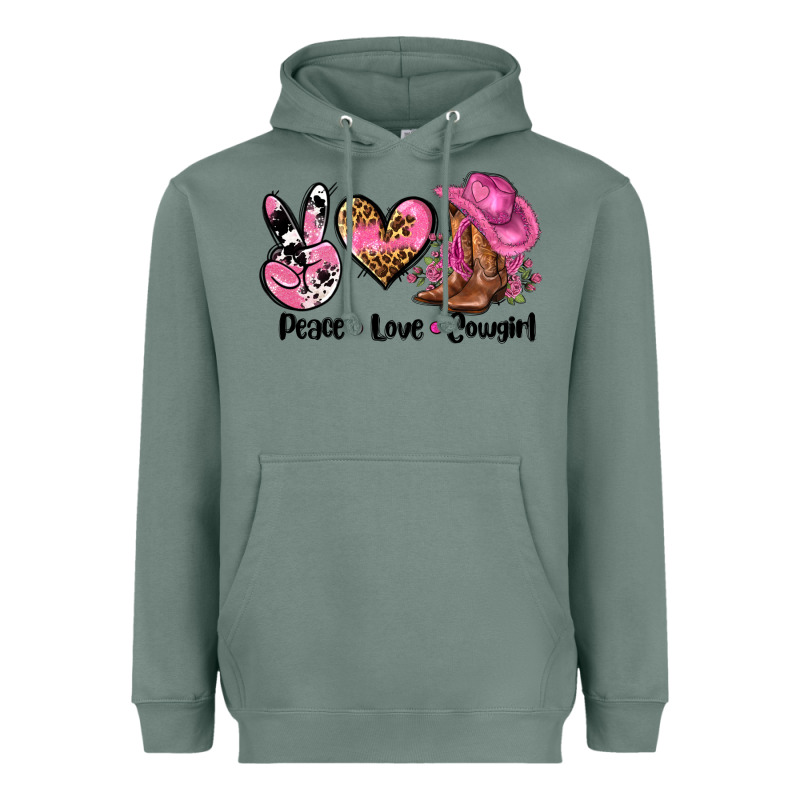 Peace Love  Cowgirl Heavyweight Hoodie by AdoDesignShop | Teevron