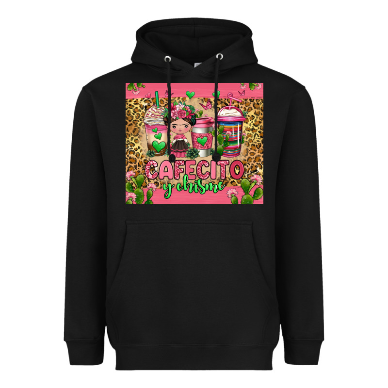 Cafecito Y Chisme Coffee Cups Heavyweight Hoodie by Jasminsmagicworld | Teevron