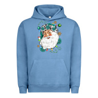 Pigment Pebble Blue Western Santa Christmas Urban Hoodie - NancyCooperArtShop
