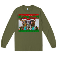 Army Green merry christmas heifers Long Sleeve Tee - RanaPortraitStore