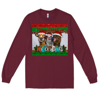 Burgundy merry christmas heifers Long Sleeve Tee - RanaPortraitStore