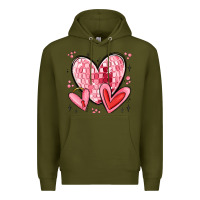 Army Green valentines hearts Premium Hoodie - MaliasSmallBusiness