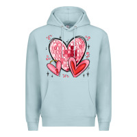 Blue Mist valentines hearts Premium Hoodie - MaliasSmallBusiness