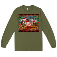 Army Green merry christmas cow pig and horse Long Sleeve Tee - RanaPortraitStore