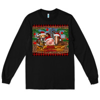 Black merry christmas cow pig and horse Long Sleeve Tee - RanaPortraitStore