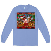 Colony Blue merry christmas cow pig and horse Long Sleeve Tee - RanaPortraitStore