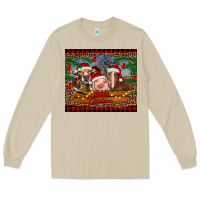 Mushroom merry christmas cow pig and horse Long Sleeve Tee - RanaPortraitStore
