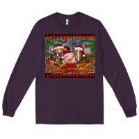 Plum merry christmas cow pig and horse Long Sleeve Tee - RanaPortraitStore