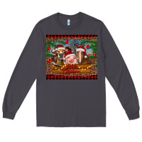 Smoke merry christmas cow pig and horse Long Sleeve Tee - RanaPortraitStore