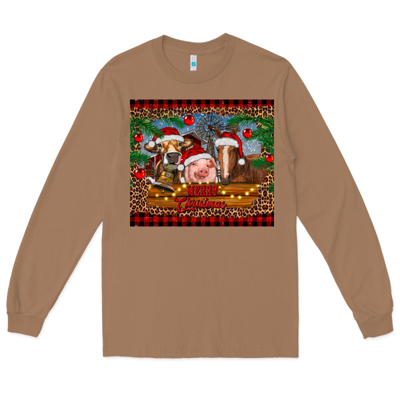Merry Christmas Cow Pig And Horse Long Sleeve Tee by RanaPortraitStore | Teevron
