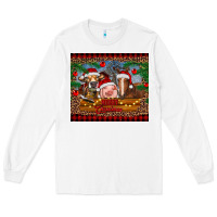 White merry christmas cow pig and horse Long Sleeve Tee - RanaPortraitStore