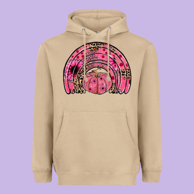 Pumpkin Ribbon Rainbow Heavyweight Hoodie Designed By Jahusdesignshop
