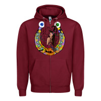 Burgundy Halloween Horseshoe Zipper Hoodie - CowhideDigitalArt