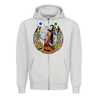 Dove Grey Halloween Horseshoe Zipper Hoodie - CowhideDigitalArt
