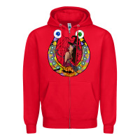 Red Halloween Horseshoe Zipper Hoodie - CowhideDigitalArt