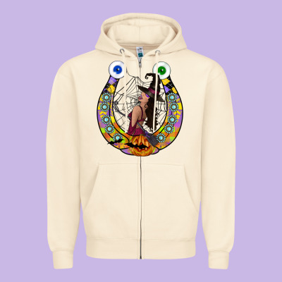Halloween Horseshoe Zipper Hoodie Designed By Cowhidedigitalart