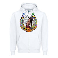 White Halloween Horseshoe Zipper Hoodie - CowhideDigitalArt