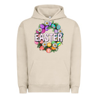 Pigment French Oak Easter with eggs and daisy Urban Hoodie - NancyCooperArtShop