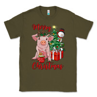 Army Green merry christmas pig Classic Tee - RanaPortraitStore