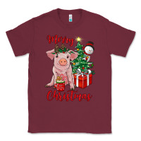 Burgundy merry christmas pig Classic Tee - RanaPortraitStore