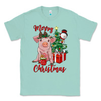 Seafoam merry christmas pig Classic Tee - RanaPortraitStore