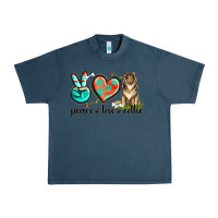 Midnight Navy peace love collie Urban Heavy Tee - texasbilliewilder