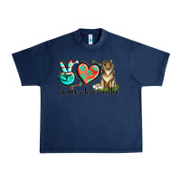 Navy peace love collie Urban Heavy Tee - texasbilliewilder