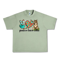 Oil Green peace love collie Urban Heavy Tee - texasbilliewilder